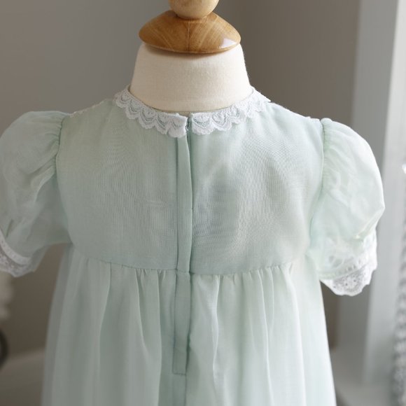 RARE Vintage Heirloom 1970's Gunne Sax Girls Dress Size 4/5 Mint Green GORGEOUS - Picture 6 of 10